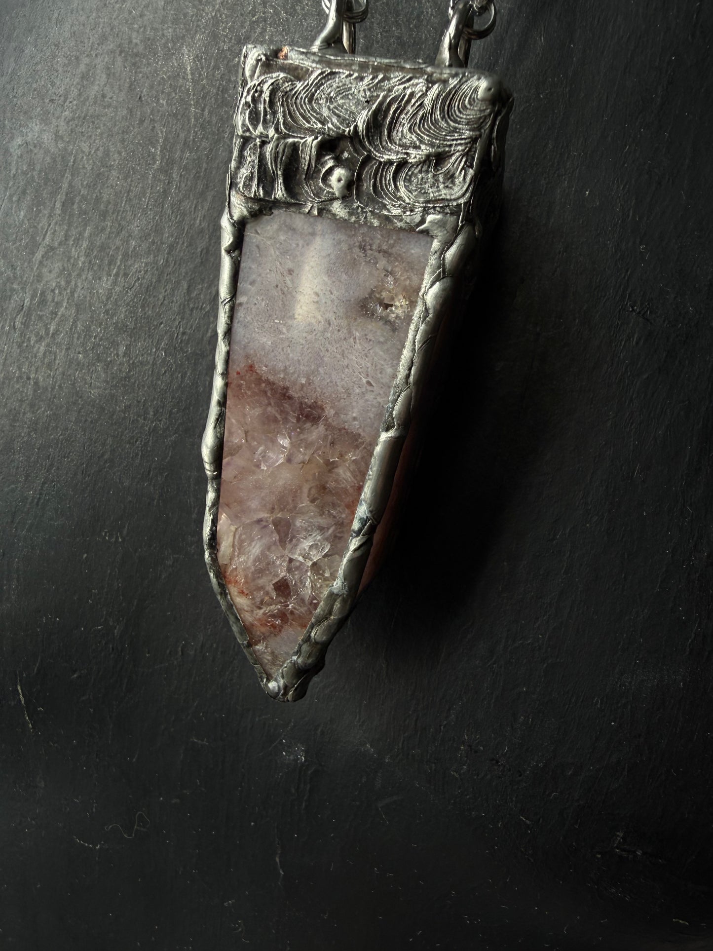 The Light Amethyst Moon Talisman - pink amethyst necklace , necklace for healing , healing jewelry , statement necklace