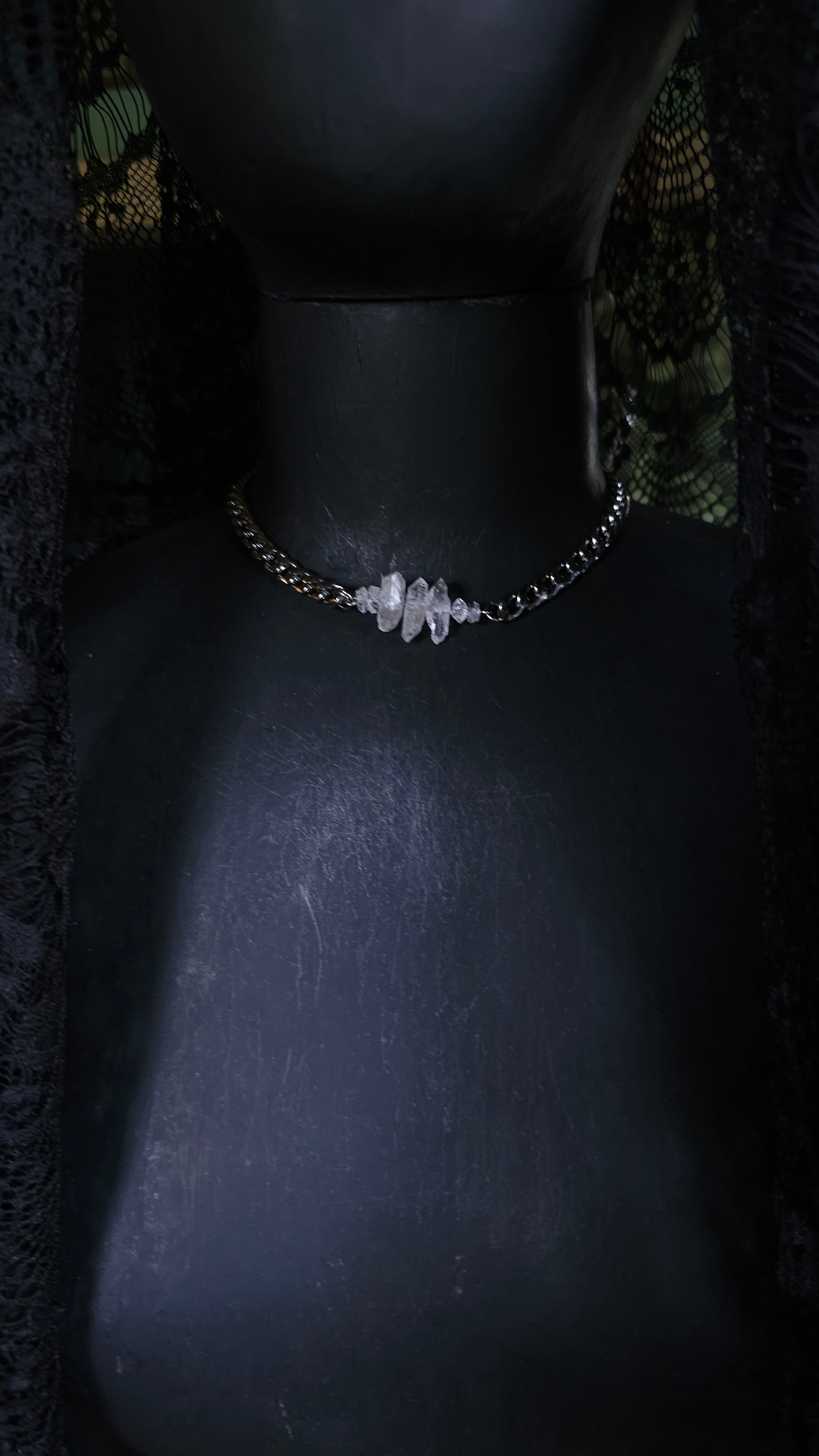 Herkimer Diamond Choker (Thick Chain) MTO - herkimer diamond jewelry , crystal necklace