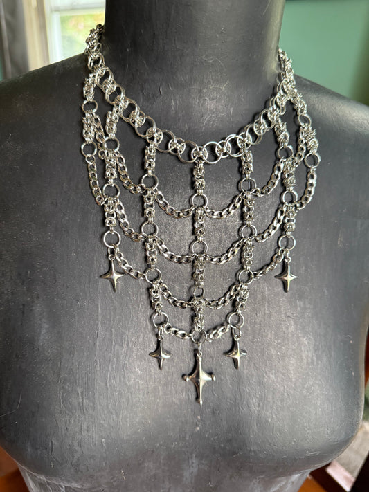 Chains of Protection handmade stainless steel chainmaille bib necklace