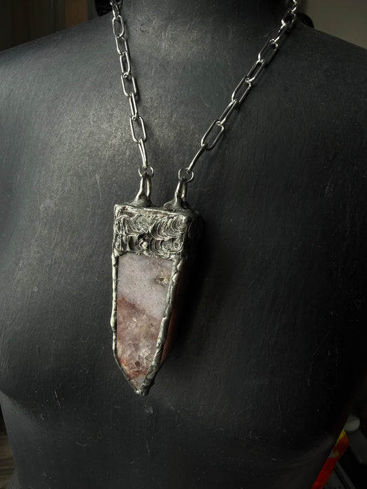 The Light Amethyst Moon Talisman - pink amethyst necklace , necklace for healing , healing jewelry , statement necklace