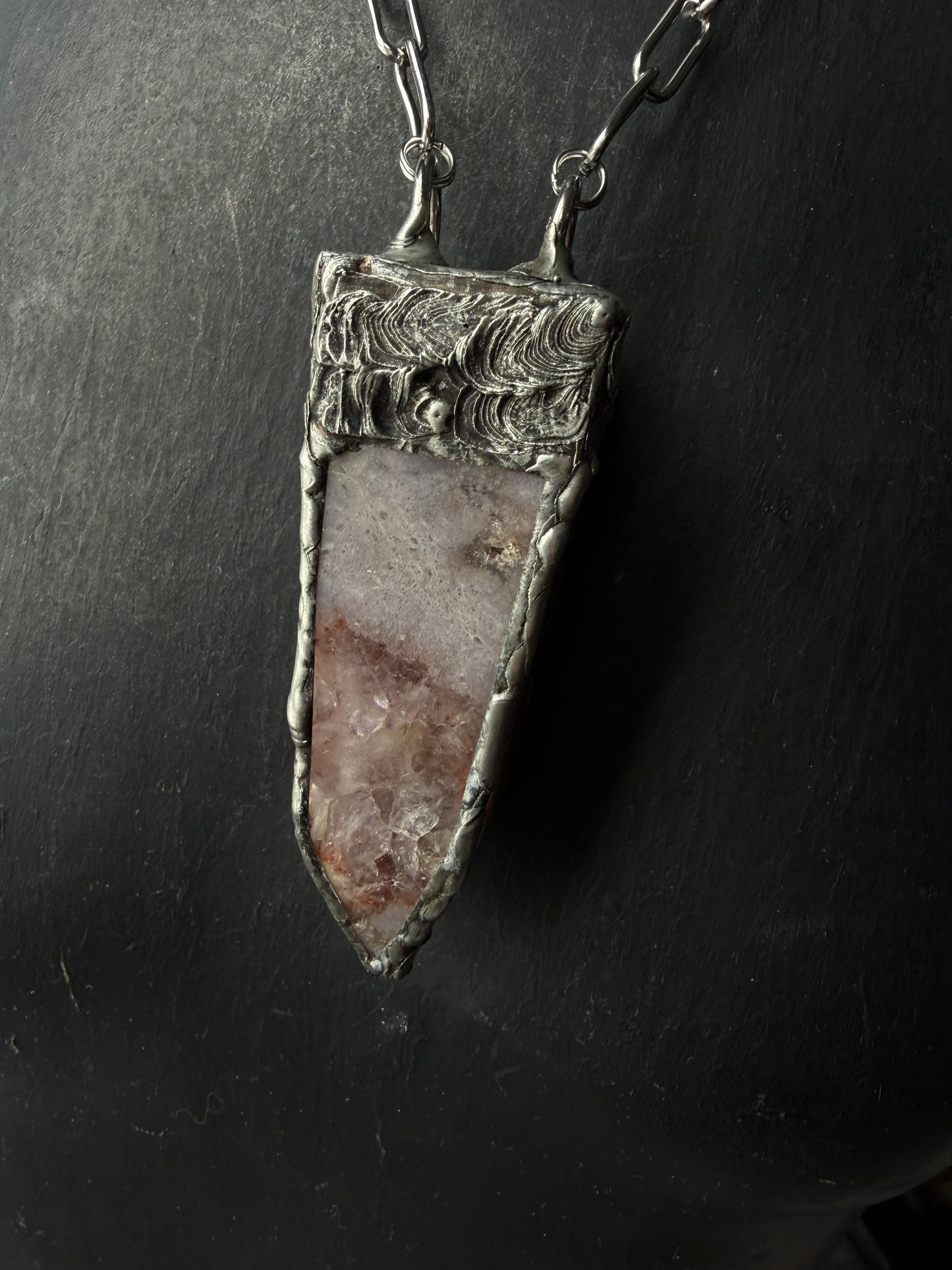 The Light Amethyst Moon Talisman - pink amethyst necklace , necklace for healing , healing jewelry , statement necklace