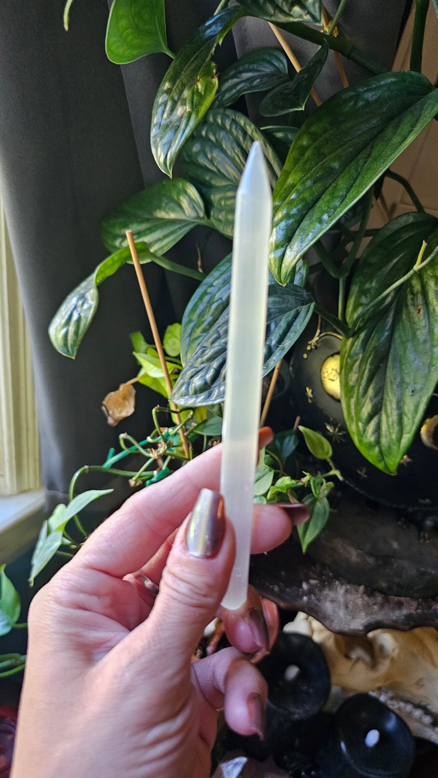 Selenite Satin Spar thin wand