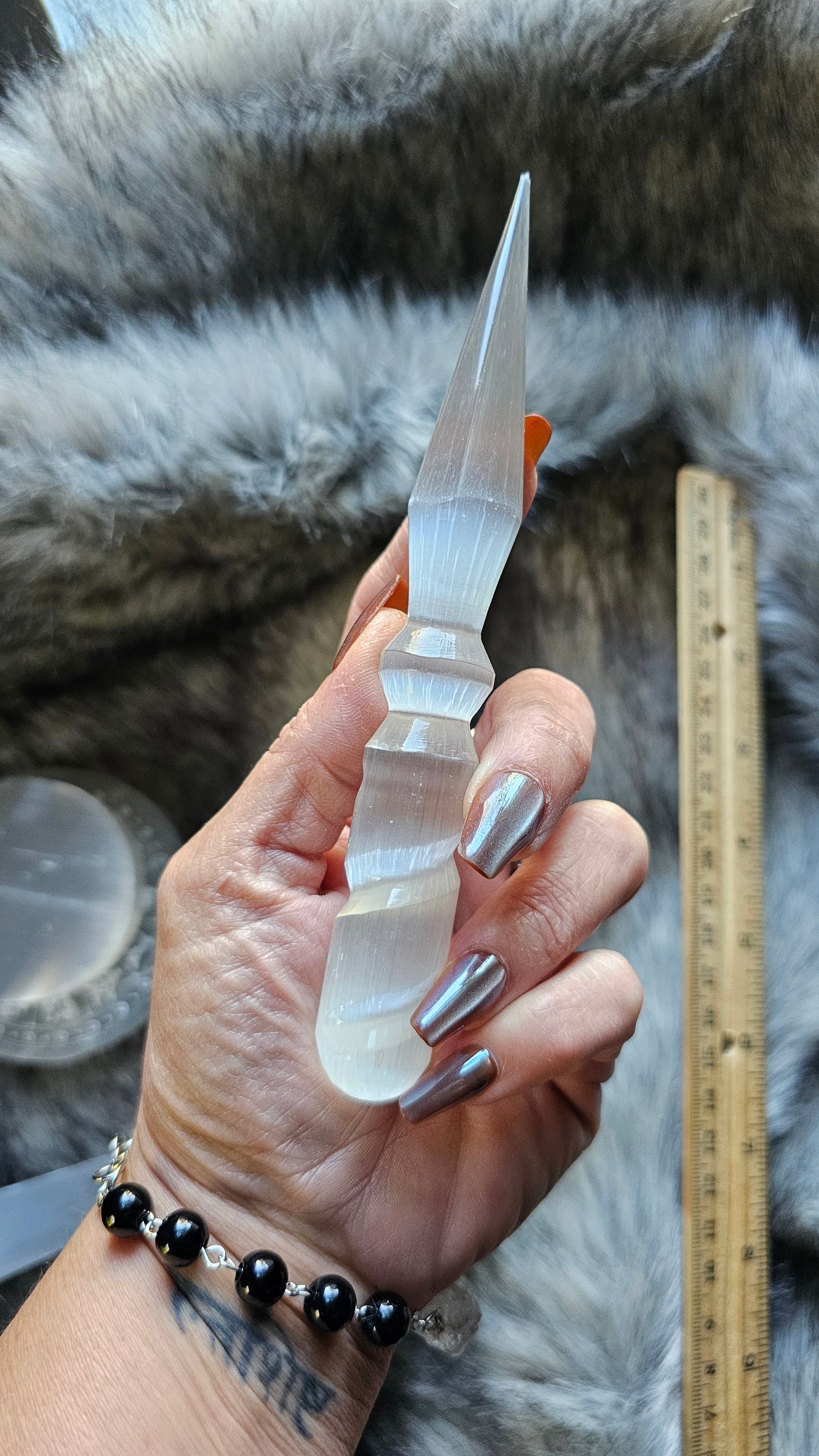 Selenite Satin Spar Spiral Wand