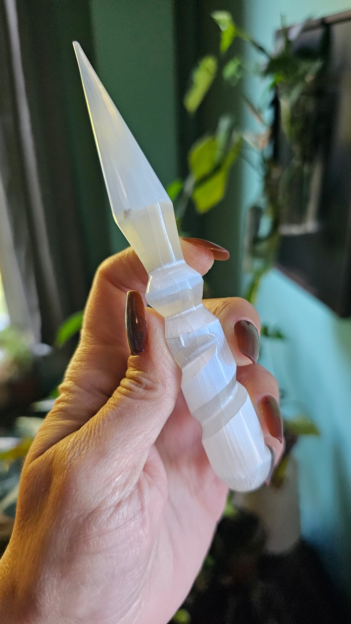 Selenite Satin Spar Spiral Wand