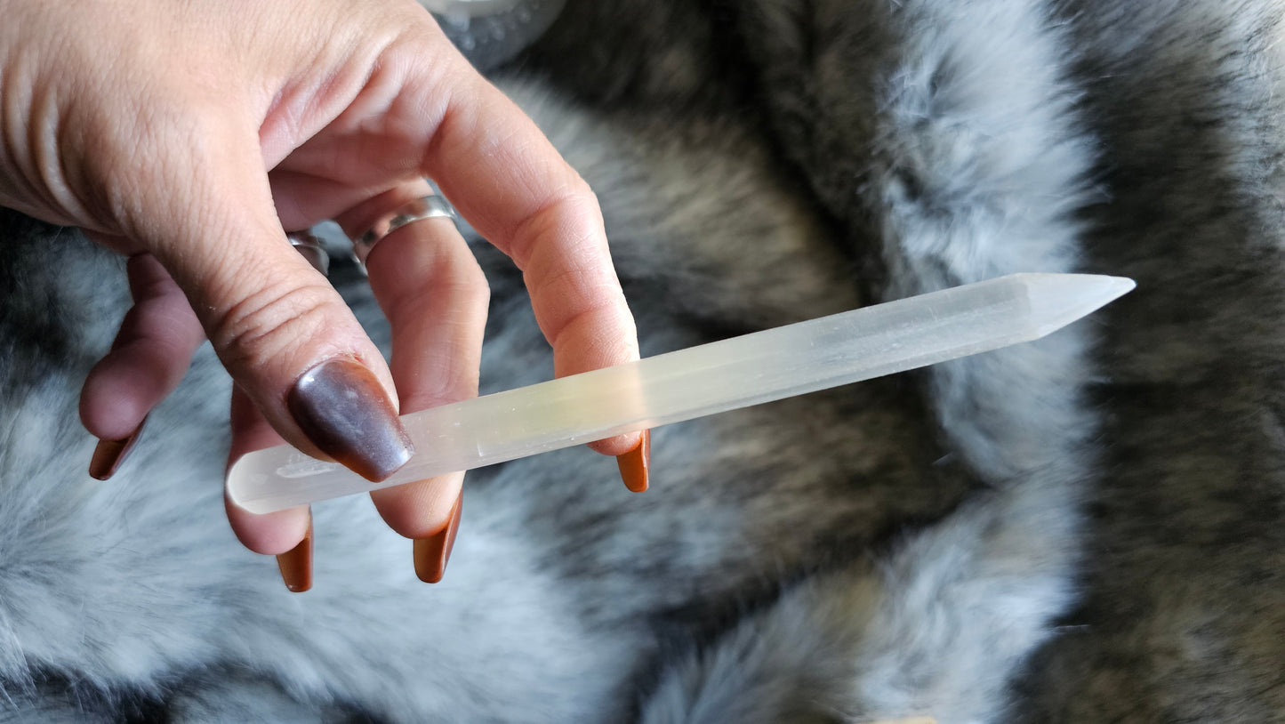 Selenite Satin Spar thin wand